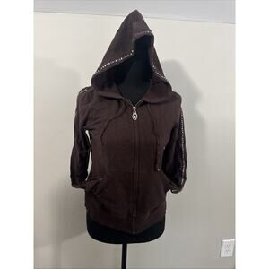 Christine Alexander Womens Hoodie Brown Size S Rhinestones